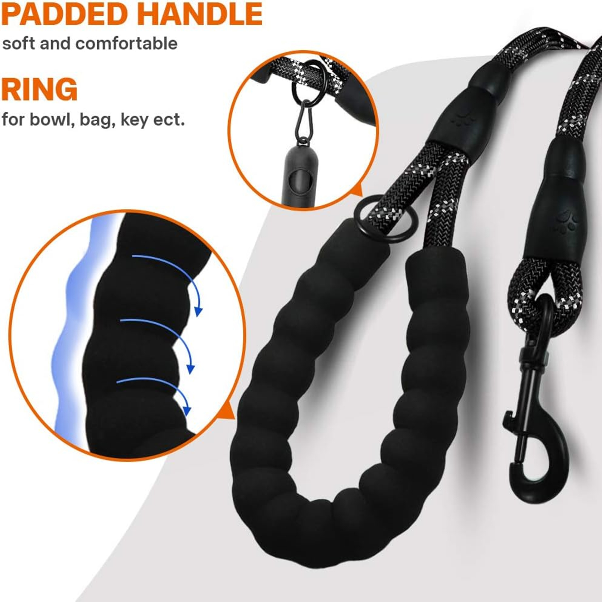 5 FT Reflective Dog Leash With Comfortable Padded Handle 4