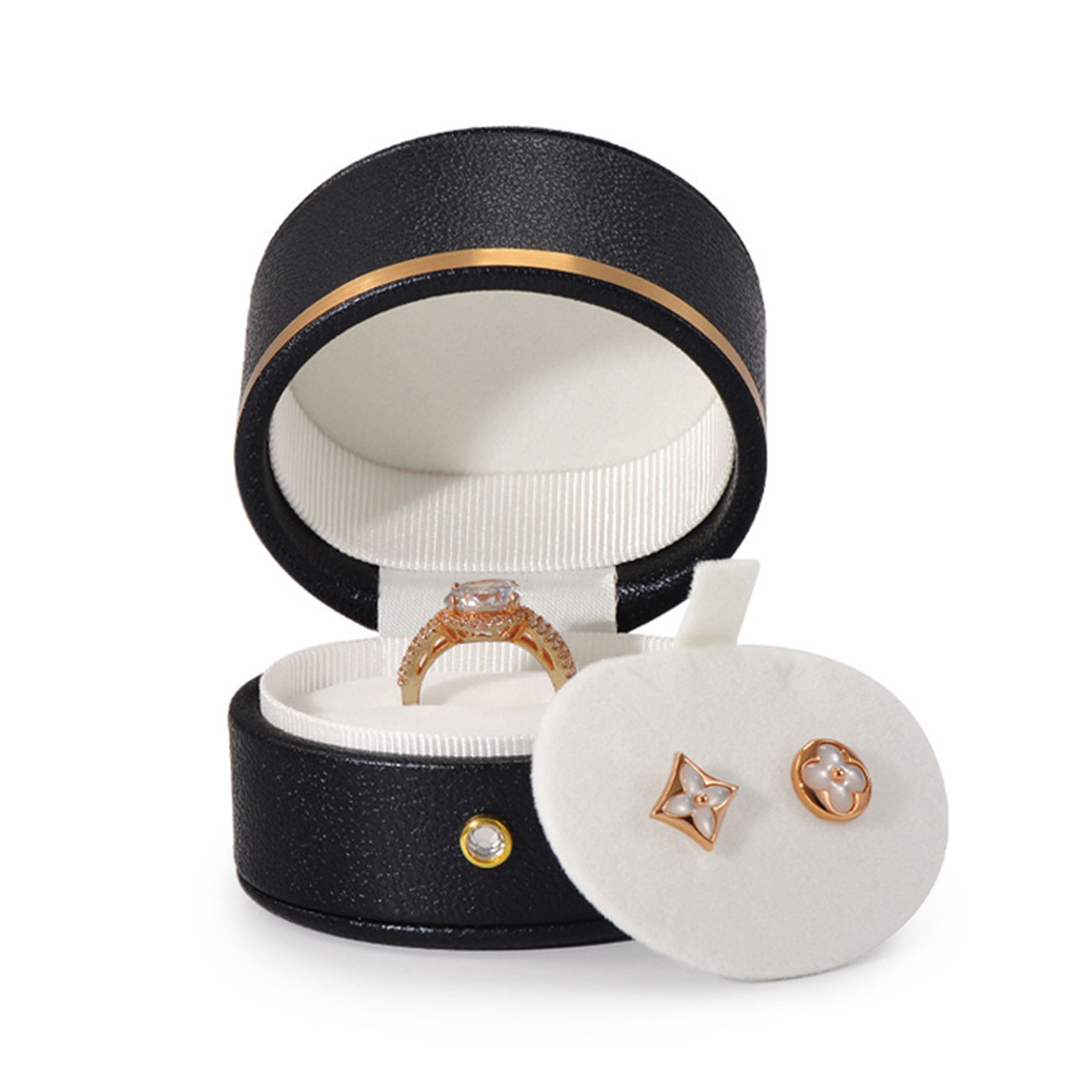 Elegant Round PU Leather Jewelry Box 8