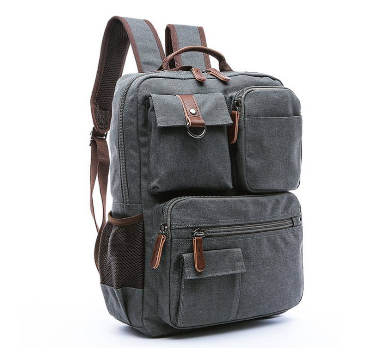 School Vintage Canvas Laptop Backpack 10