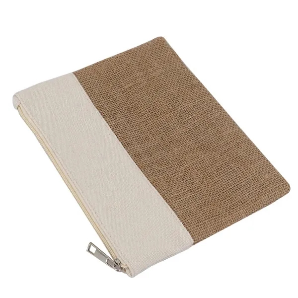 Natural Jute Canvas Flat Zipper Pouch 6