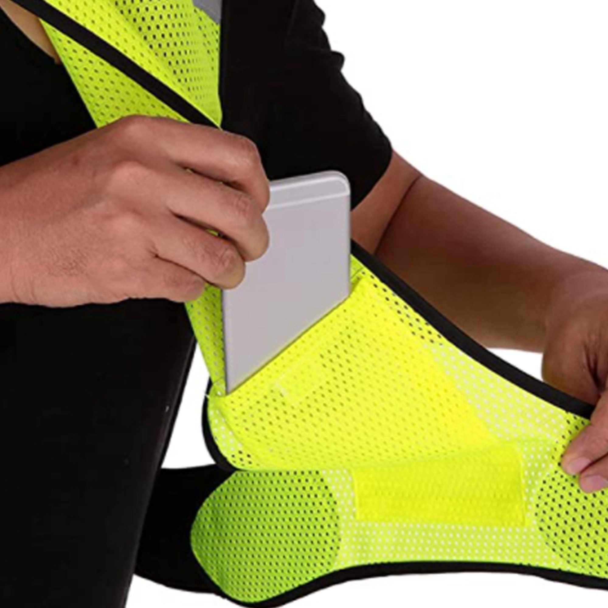 Neon Yellow Vest Stripe Belt Jacket MOQ 10PCS 3