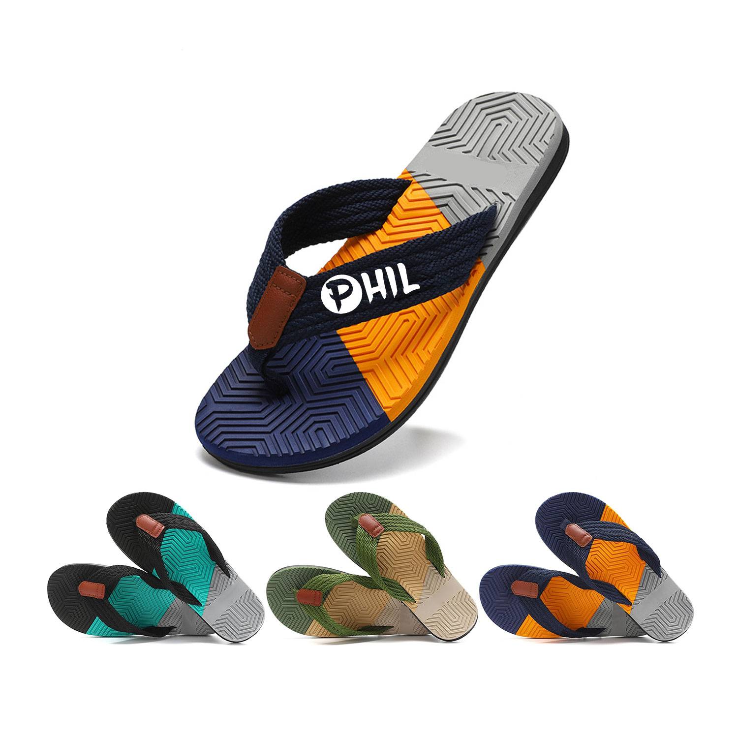 Three Colors Spliced Men'S Flip Flops 3