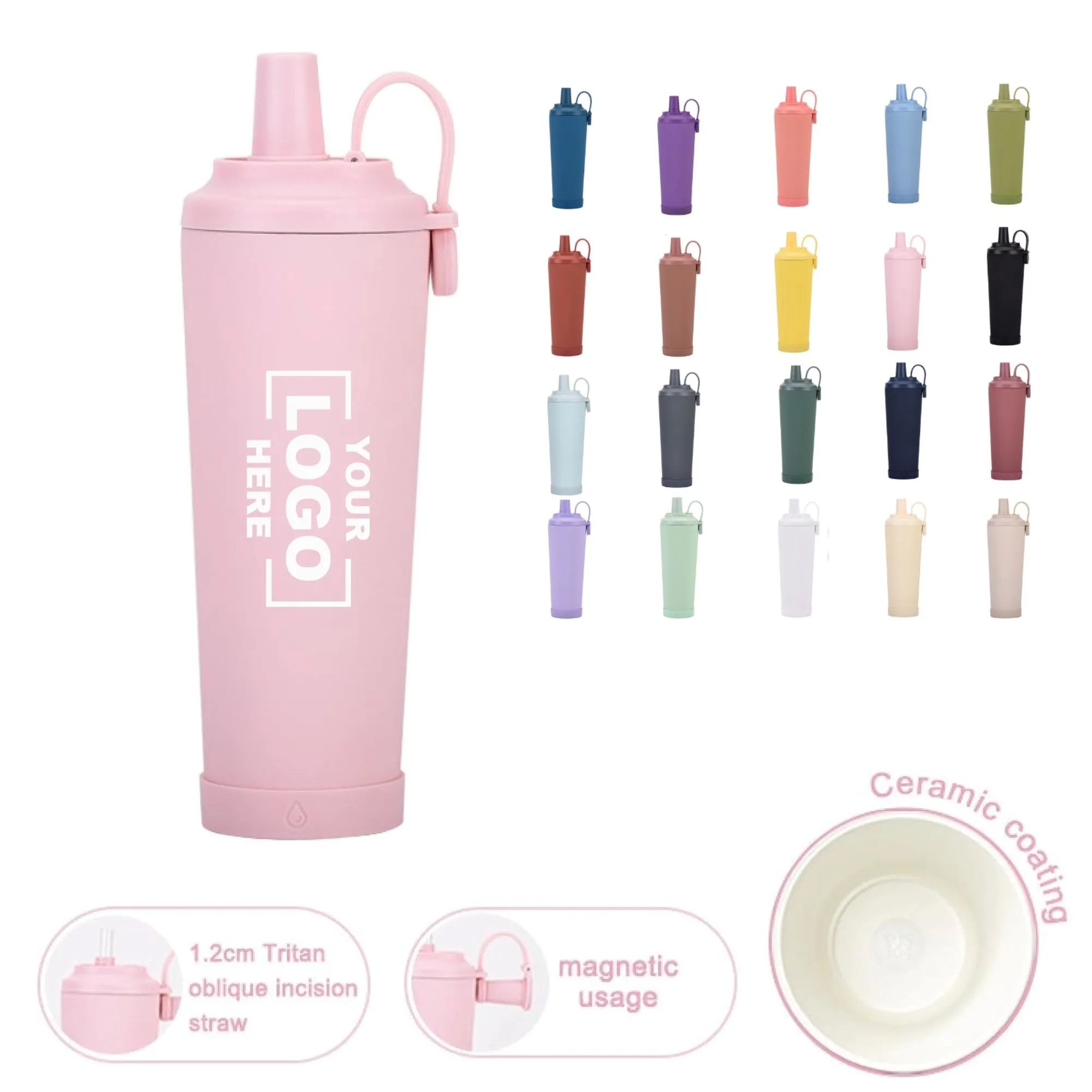 Handle Ceramic Liner Stainless Steel Straw Cup