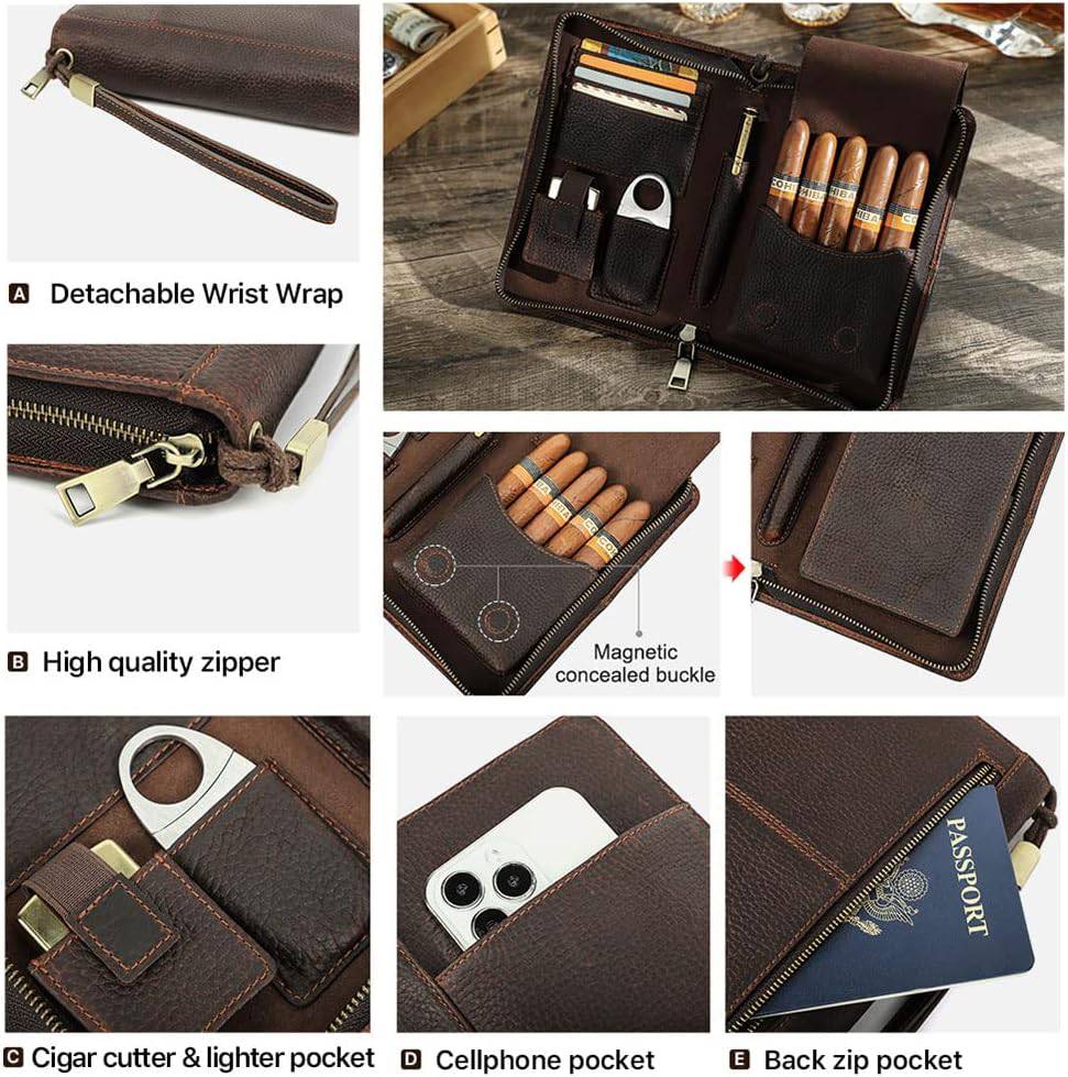 Vintage Multi-functional Portable Travel Cigar Humidor 1