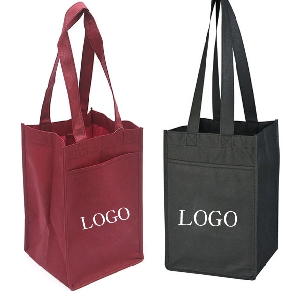 Non Woven 4 Bottle Wine Tote Bag 1