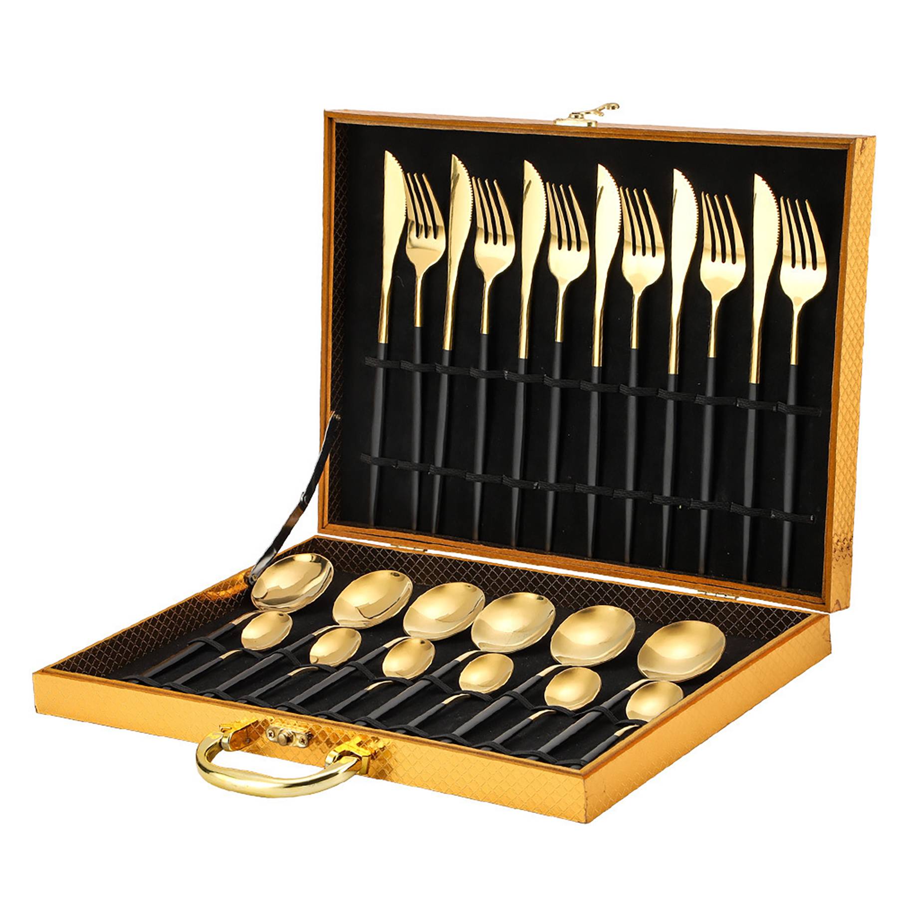 24pcs Gold Stainless Steel Tableware Cutlery Set Gift Box 3