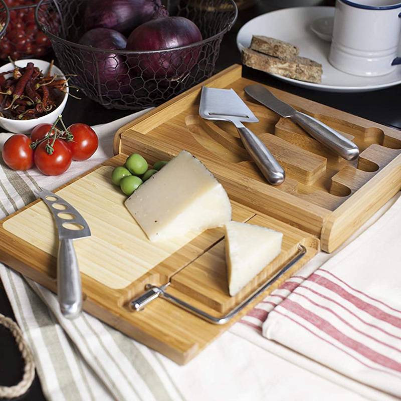 Stainless steel cheese knife set with wood case 4