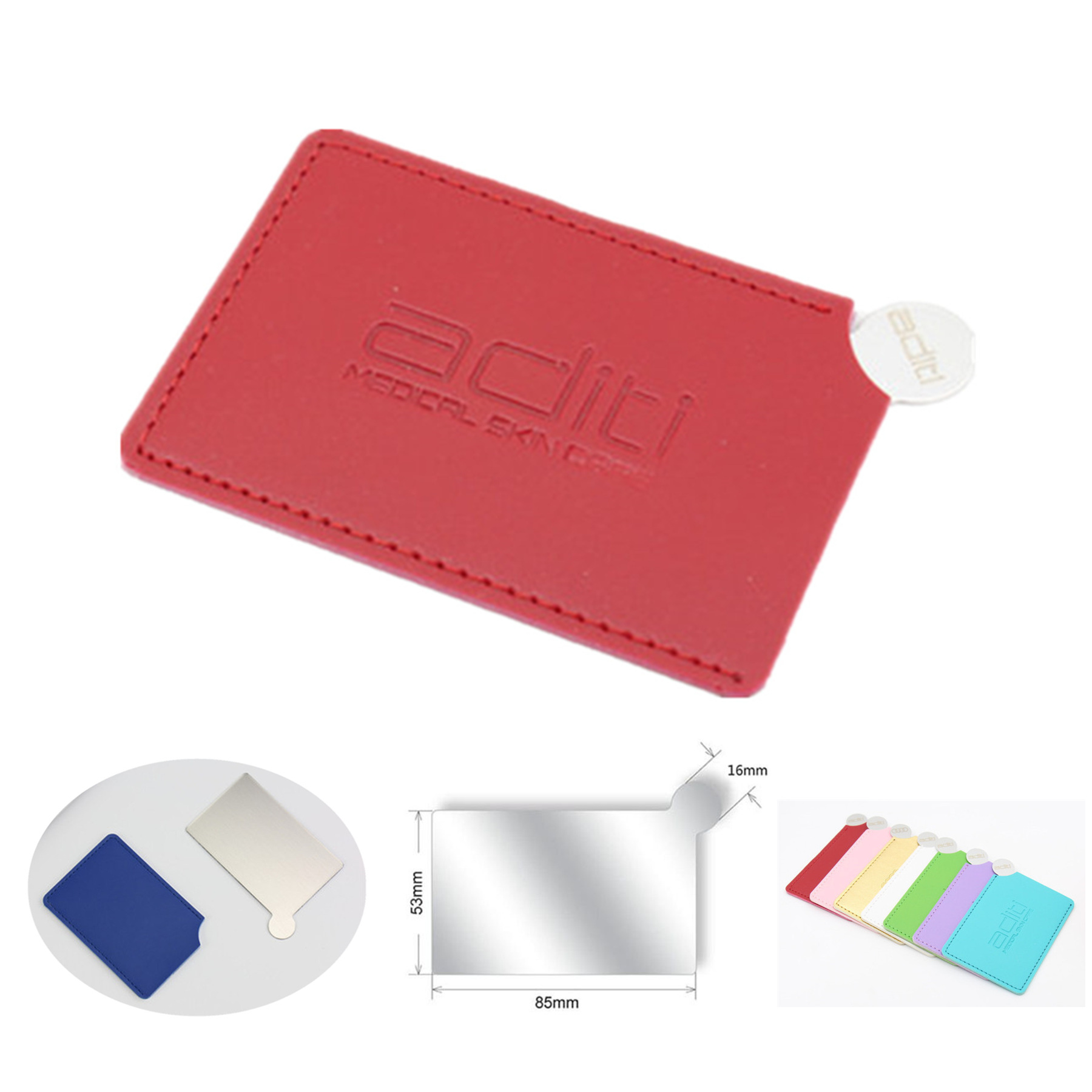 Stainless Steel Compact Mirror W/ Leather Case 2
