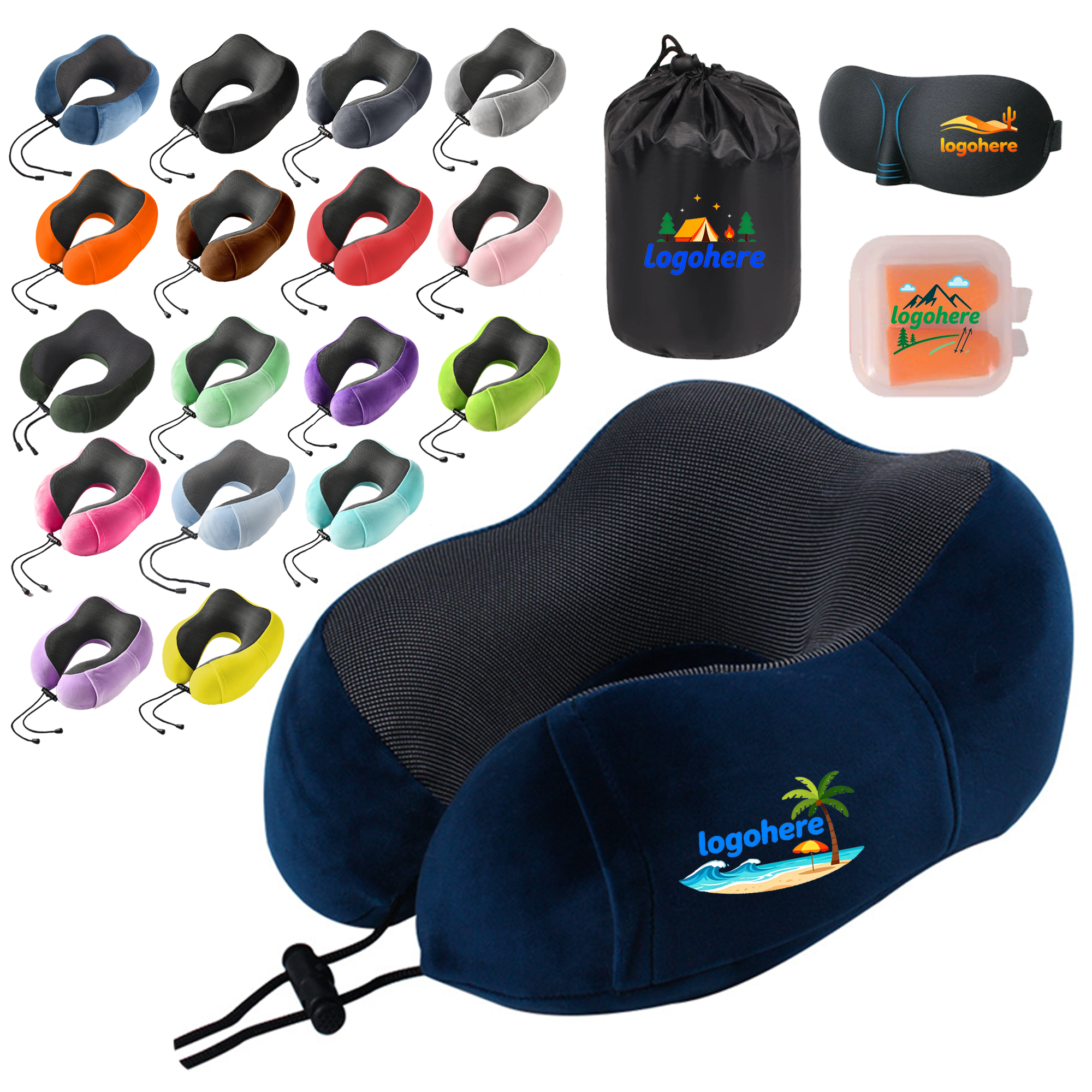 U Shaped Memory Foam Travel Pillow Set 3