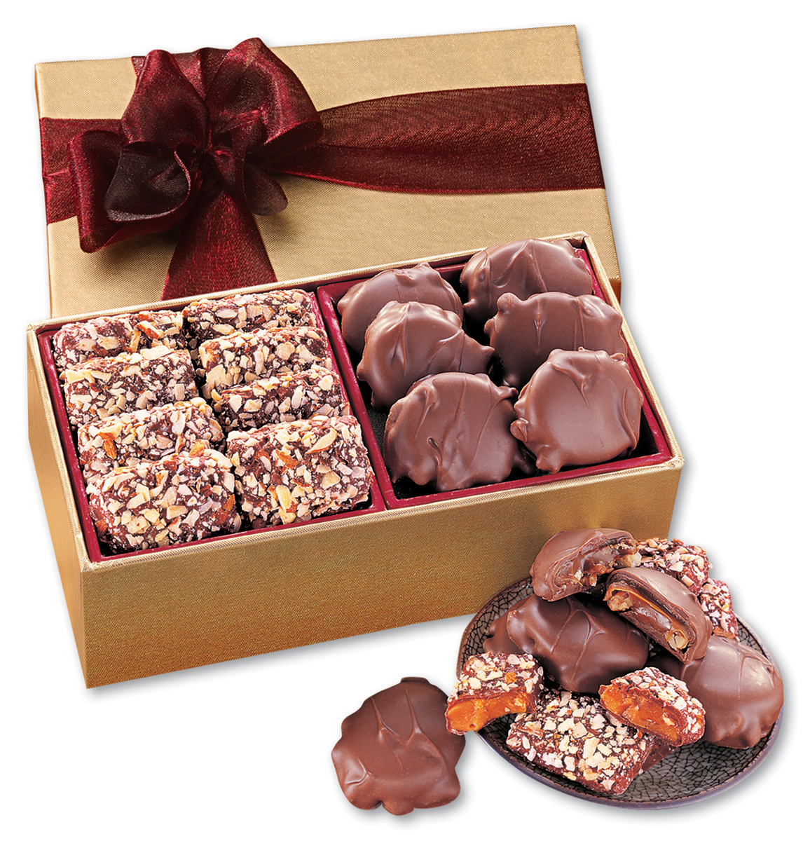 Toffee & Pecan Clusters in Gold Gift Box 2