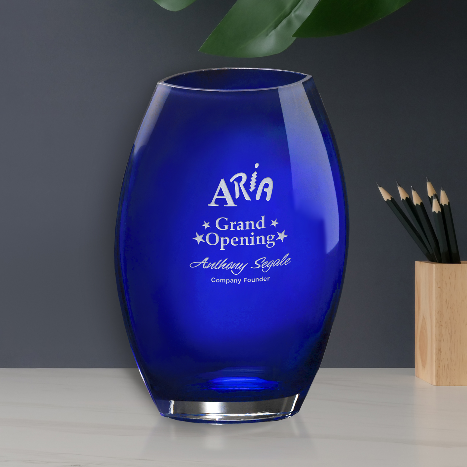 Cobalt Oval Vase 8