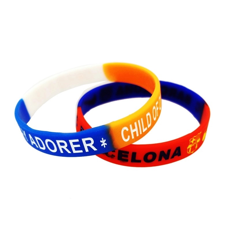 1/2" Debossed Segmented Color Filling Silicone Bracelet 3