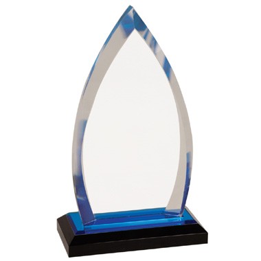 8 inch Oval Acrylic Award with Blue Accent 1