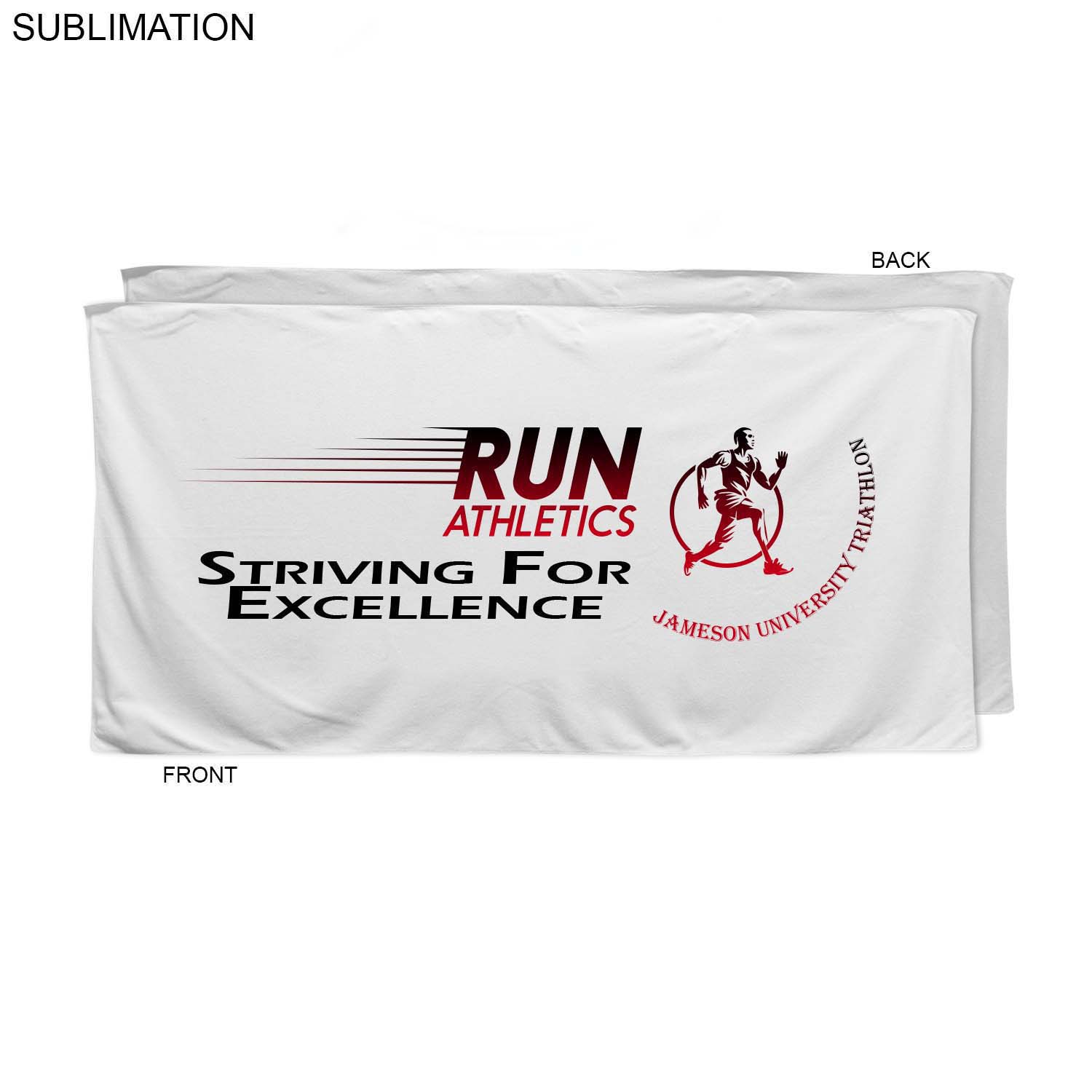 Absorbent Microfiber Dri-Lite Terry White Triathlon Towel, 30x60, Sublimated Full Color 5