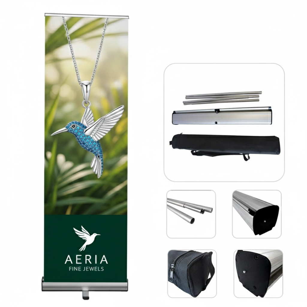 Standard Retractable Banner Stand Kit, Vinyl, 24" x 73" 7