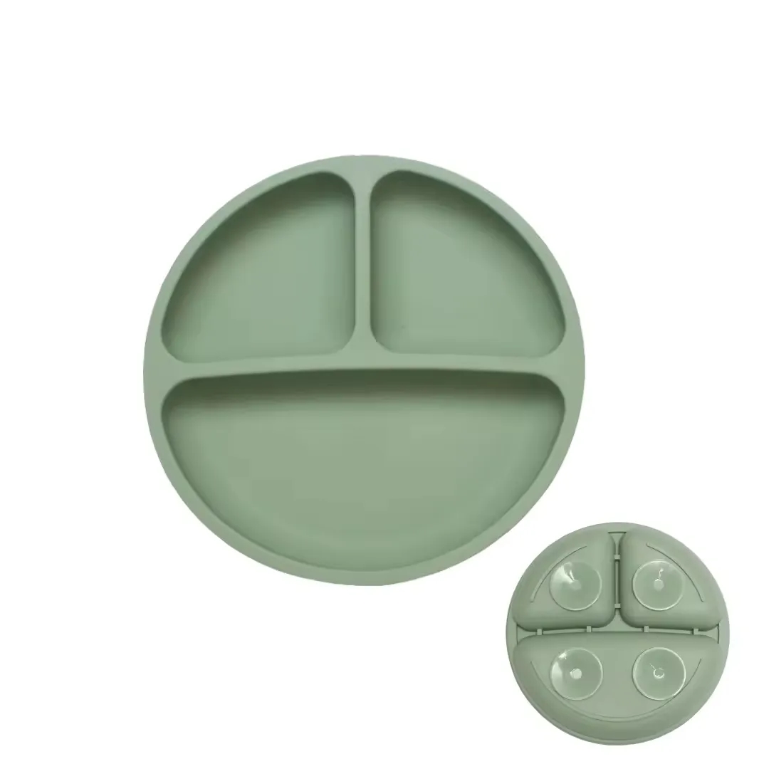 Round Silicone Suction Plate With Lid 5