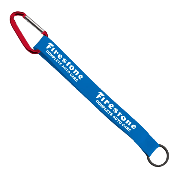 3/4" Sewn Polyester Keychain with Metal Split-Ring and Carabiner 122