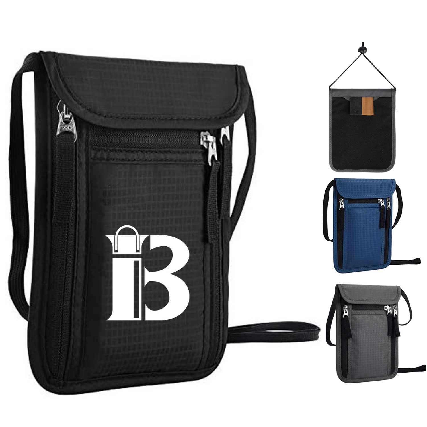 Travel Canvas Neck Wallet w/ RFID Blocking Passport Holder 13