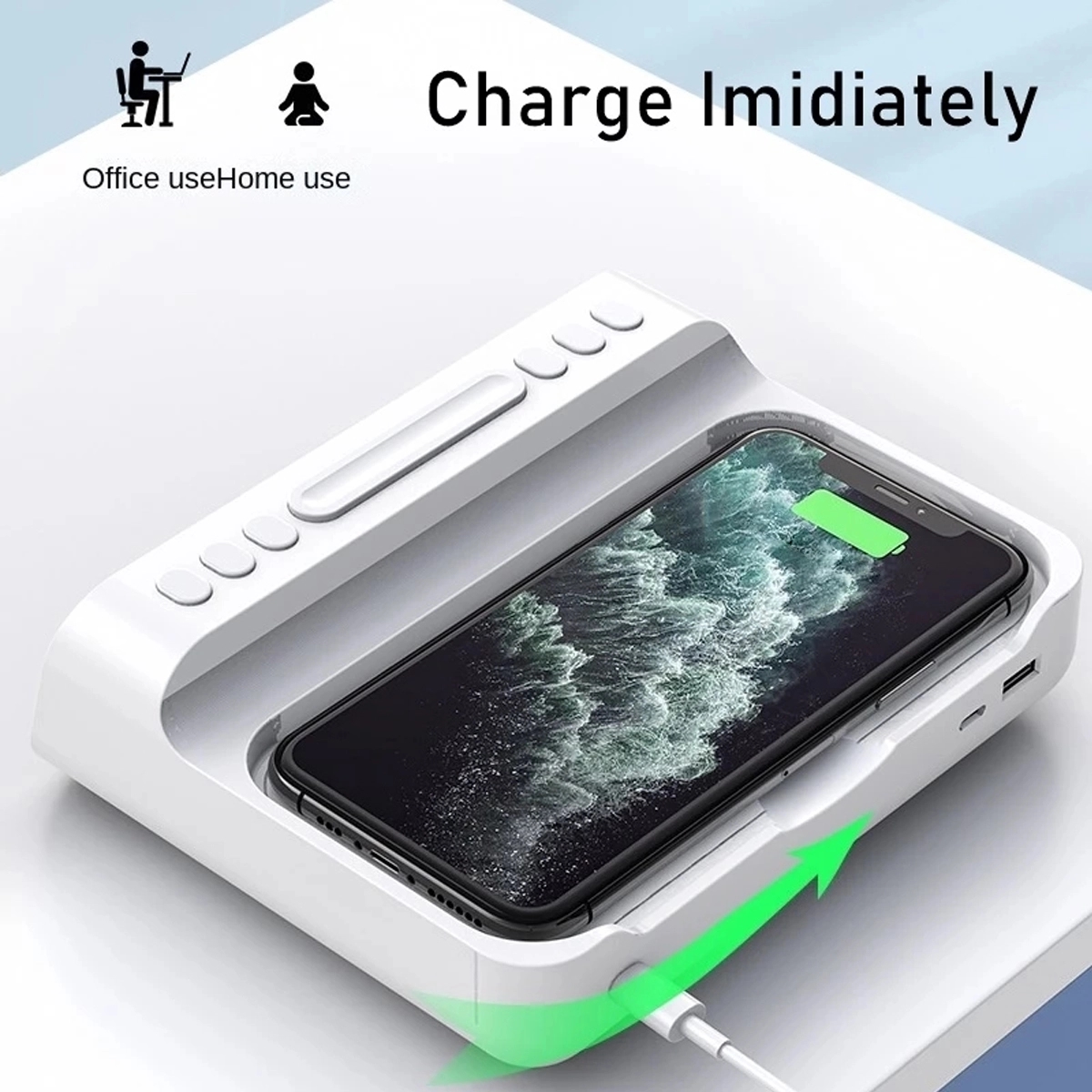 Wireless Charger With Large Led Time Screen & Ararm Clock 1