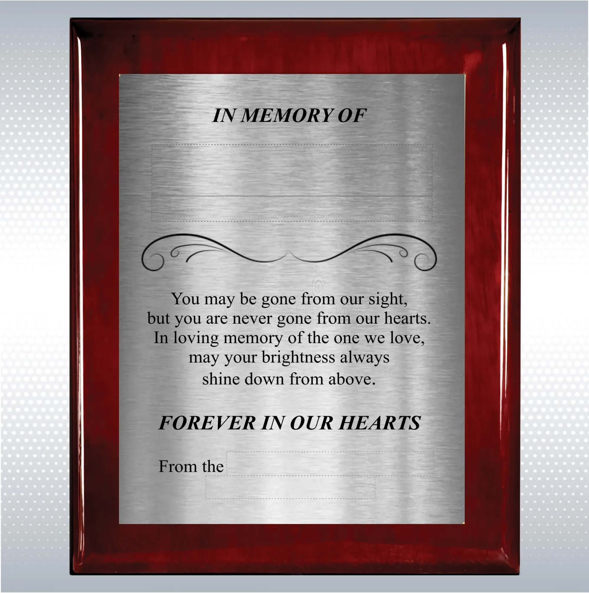 Rosewood Piano Finish Wood Personalized Memorial Plaque Gift 8