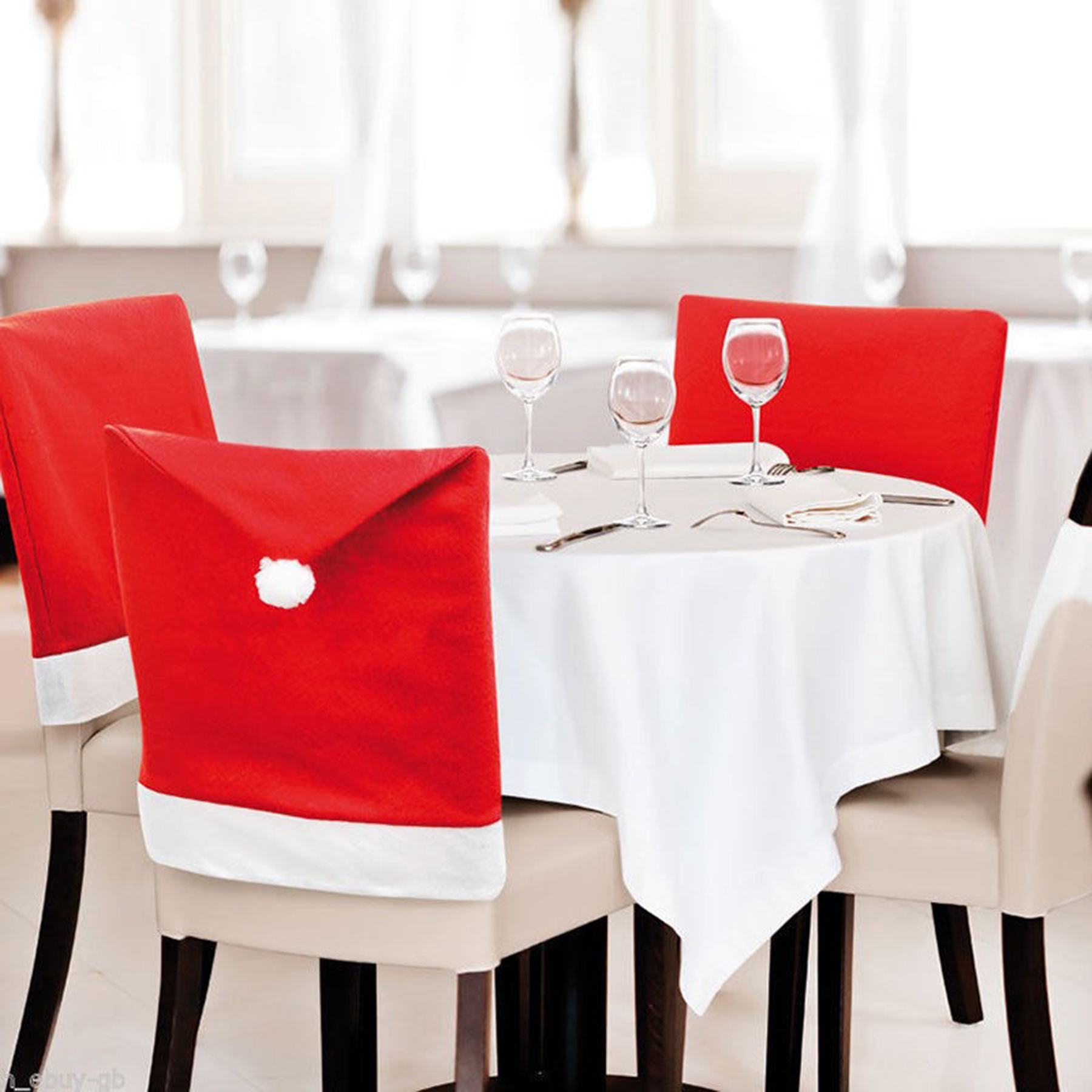 Red Non-Woven Fabrics Christmas Chair Covers 3