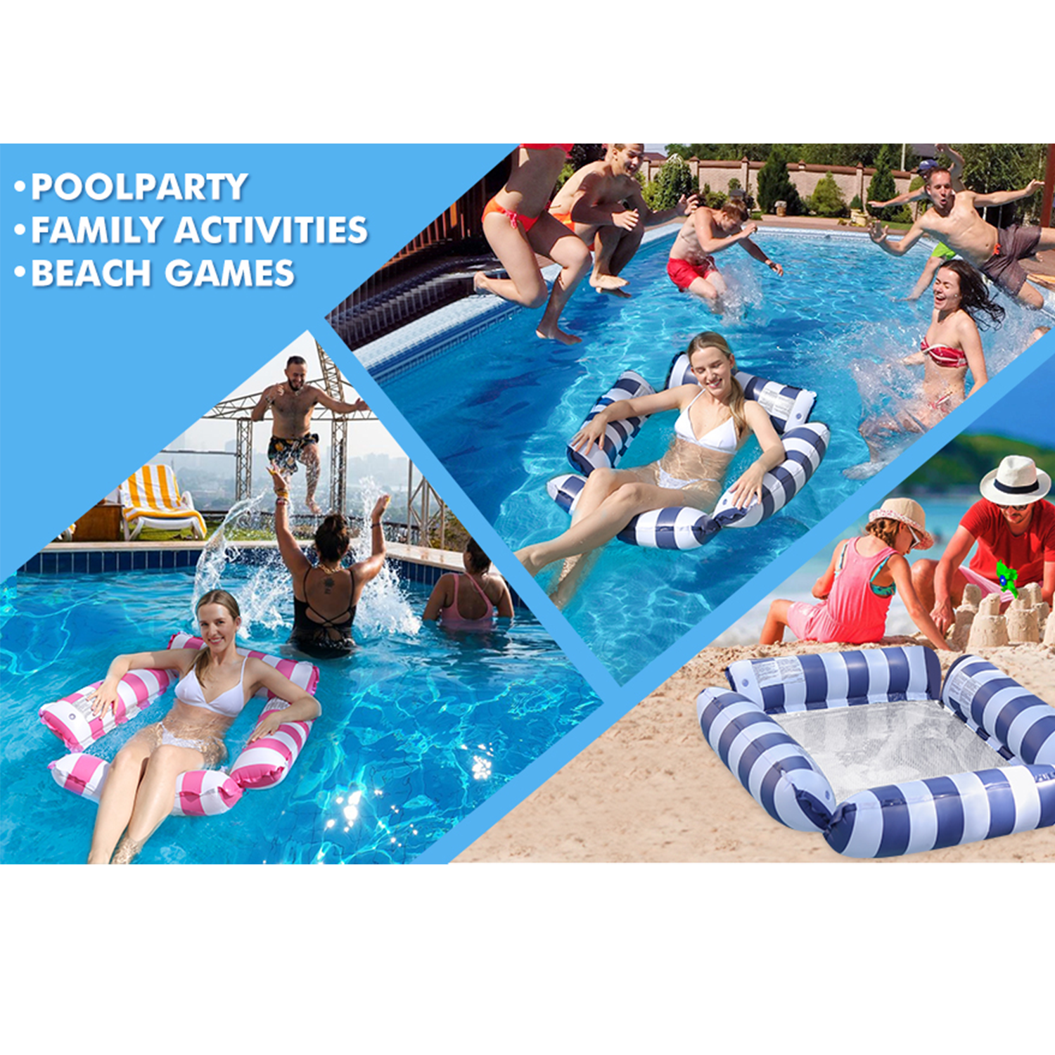 Portable Hammock Swimming Pool Float Inflatable 4