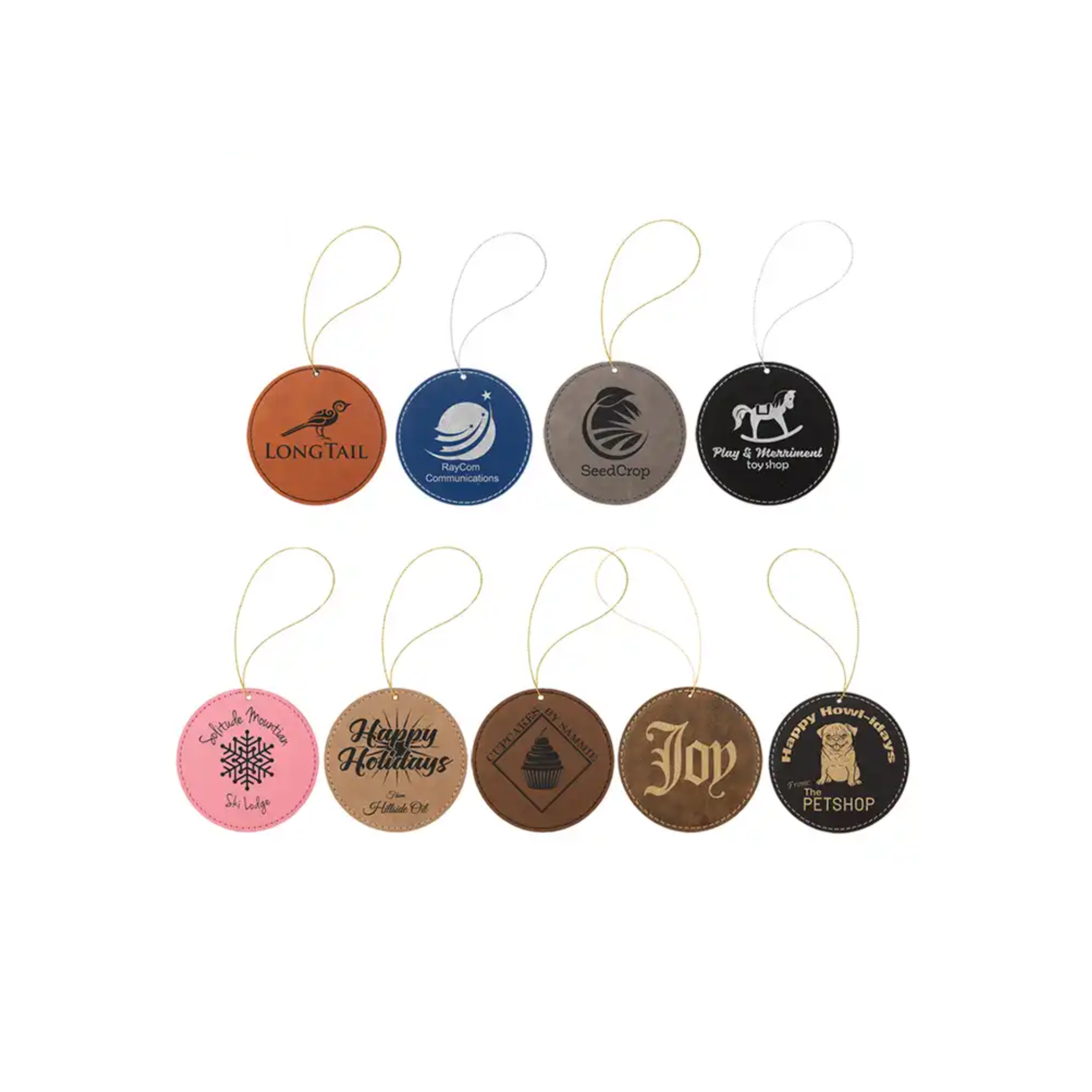 Leatherette Round Ornaments with String 4