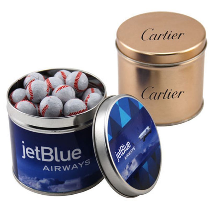 Round Tin with Chocolate Baseballs 1