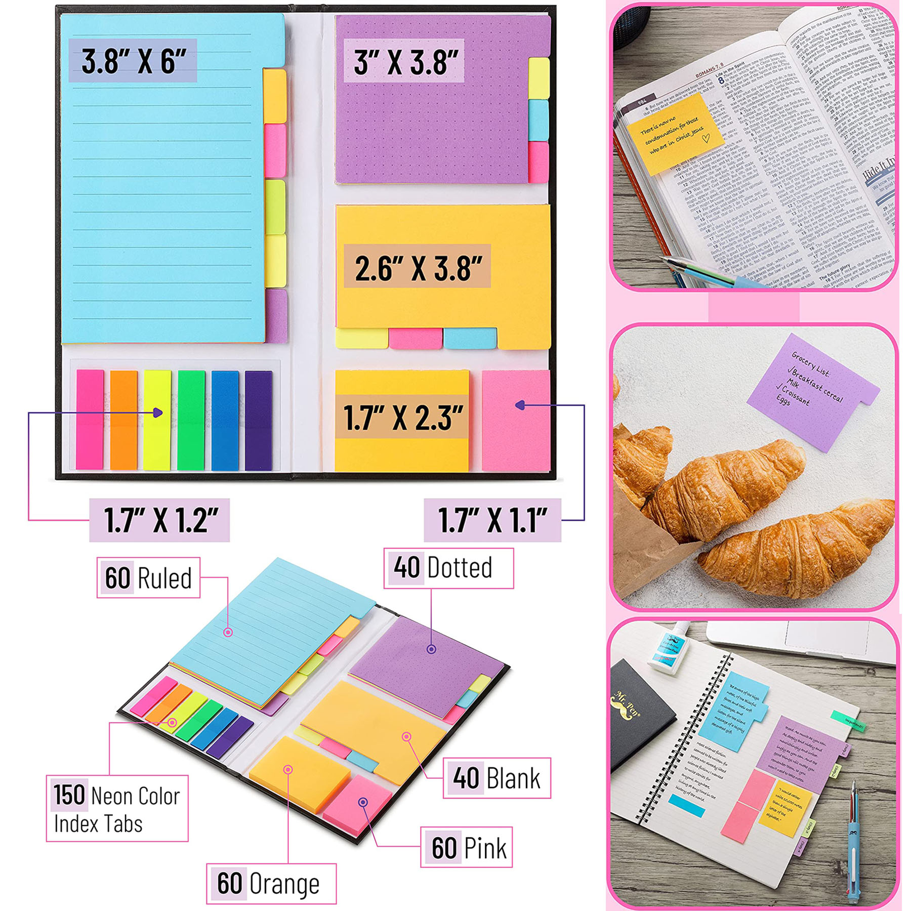 480 Pack Divider Sticky Notes Set 1