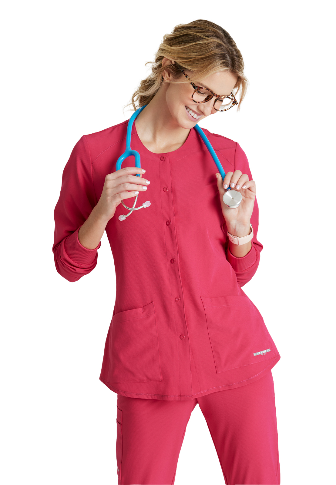 Skechers - Women's Two-Pocket Snap-Front Stability Warm-Up Scrub Jacket 14