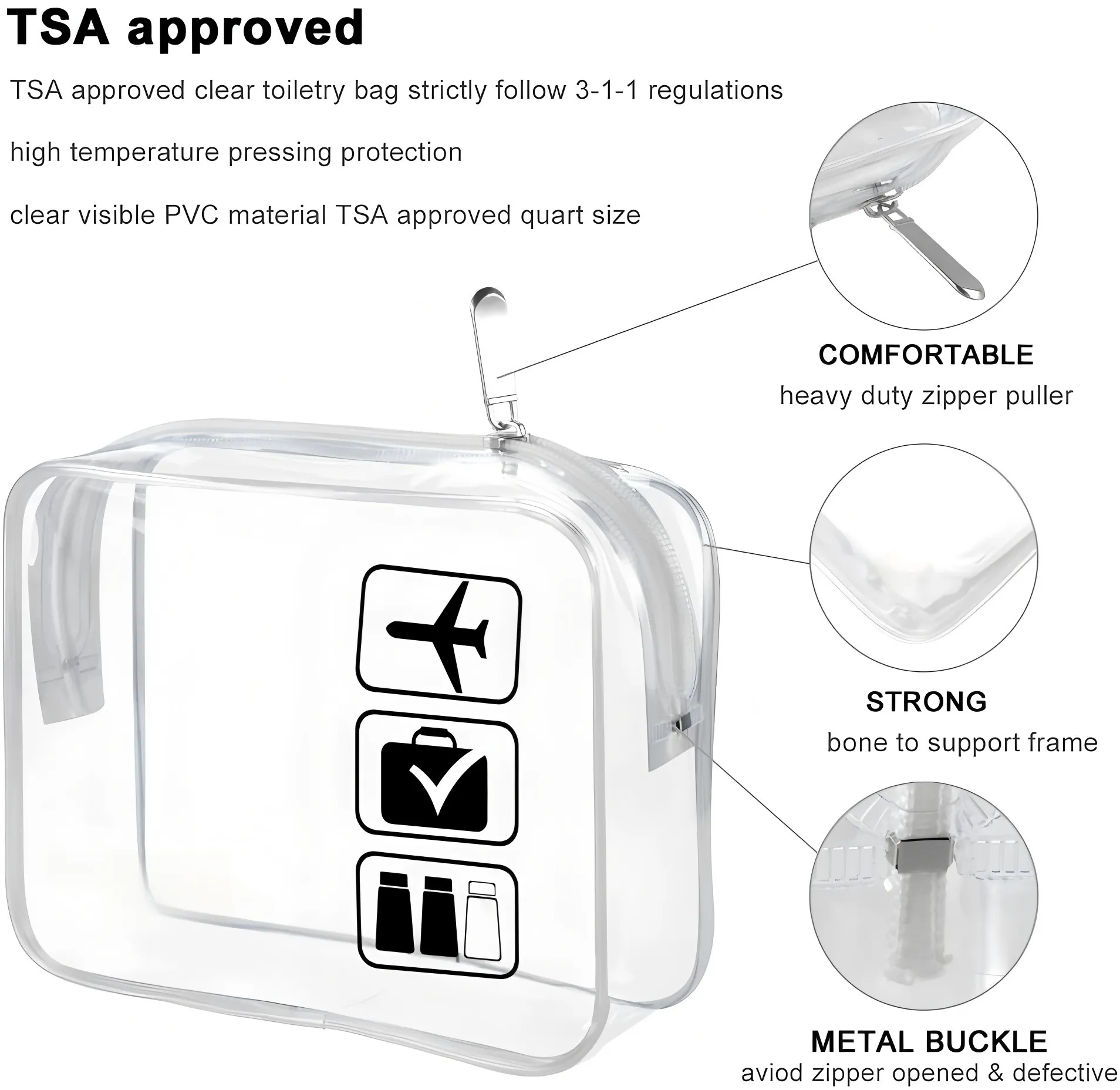 Clear Toiletry Bag for Travel Leakproof PVC Cosmetic Bag Men Women 5