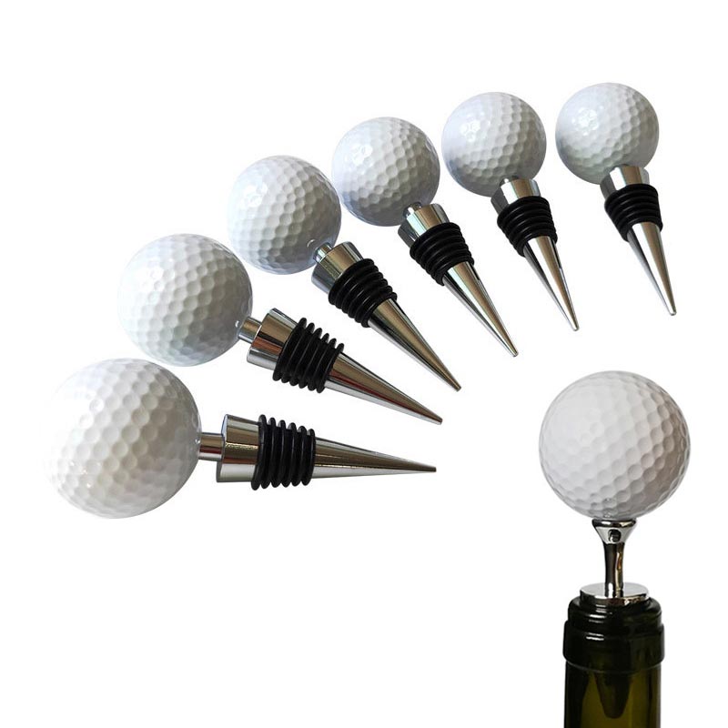 Golf Ball Shaped Wine Cork Bottle Stopper 2