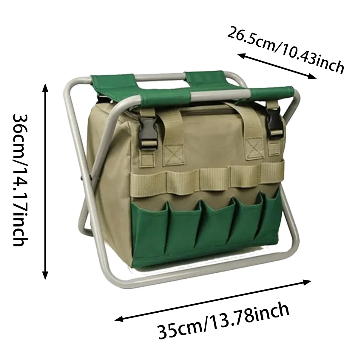 30L Folding Garden Stool With 5-Piece Tool Set & Bag 3