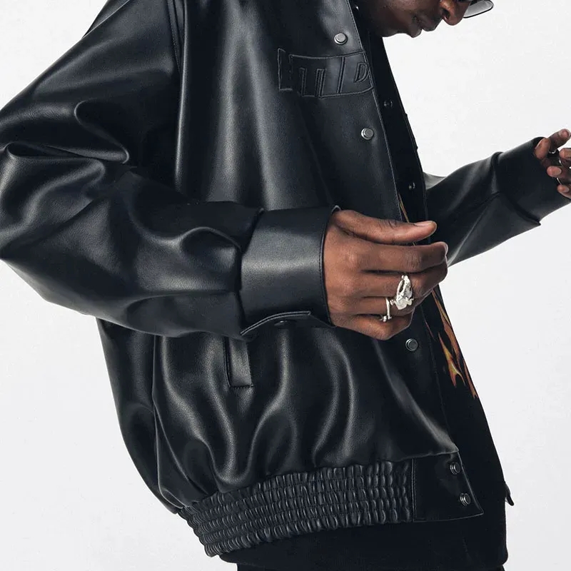 Vegan Leather Black Leather Motorcycle Jacket 4