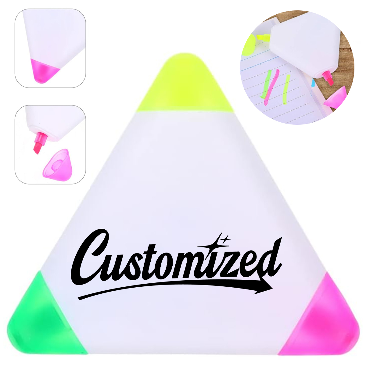 Triangle Shaped 3-in-1 Highlighter Marker with Custom Logo 4