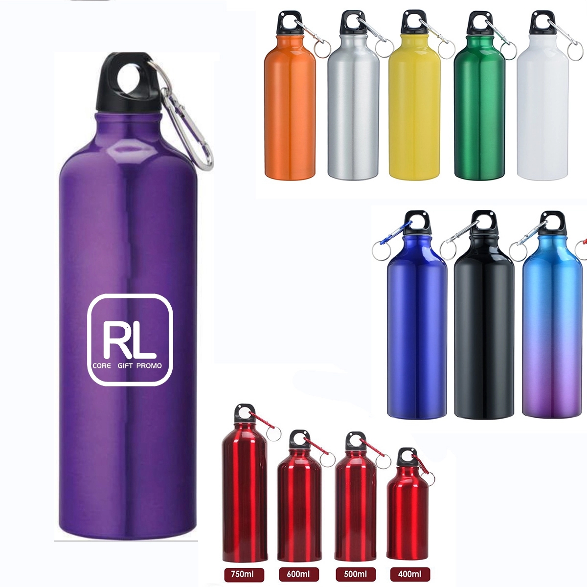 17 oz Aluminum Sports Bottle with Free Carabiner 2
