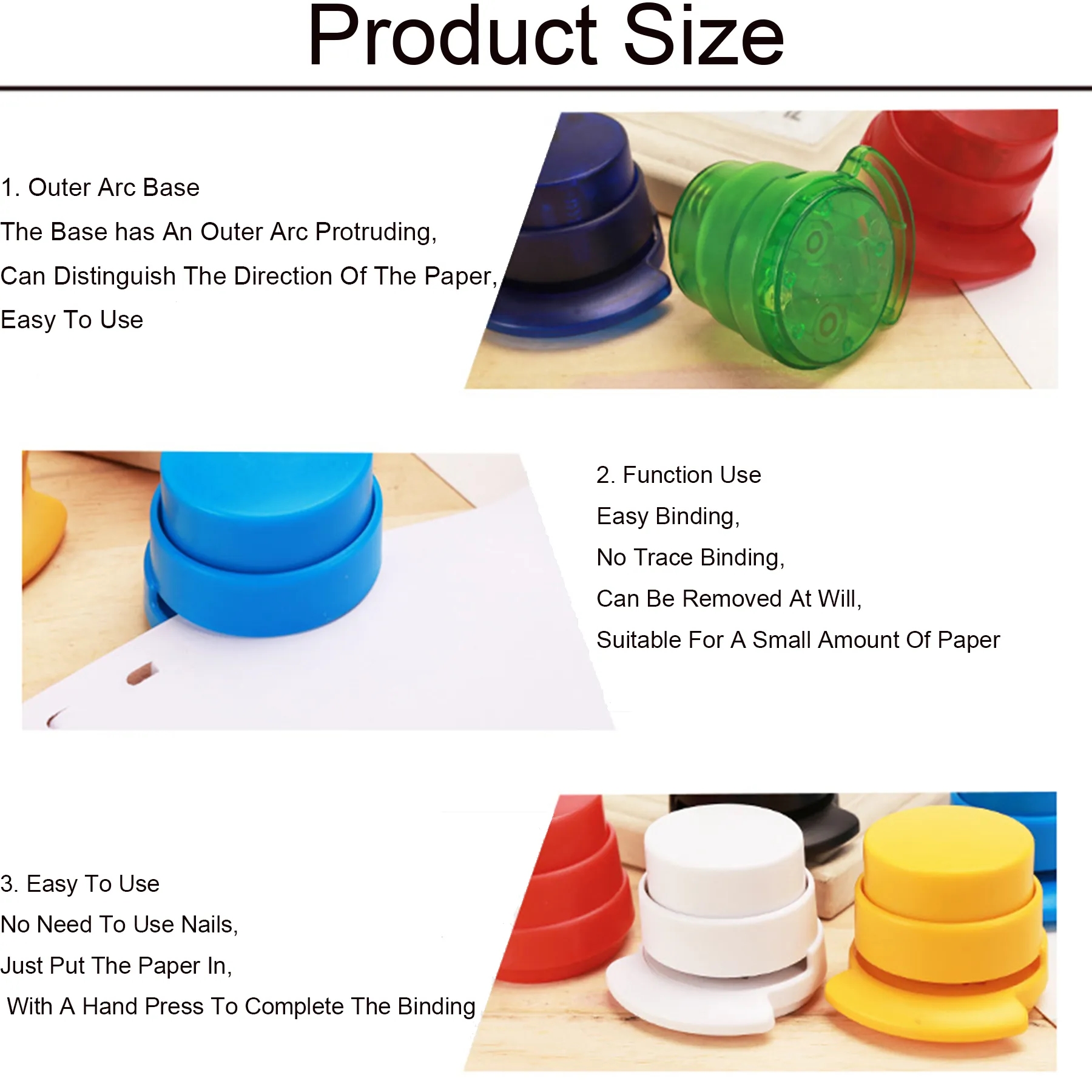 Mini Portable Circular Office Staple-Free Stapler 6