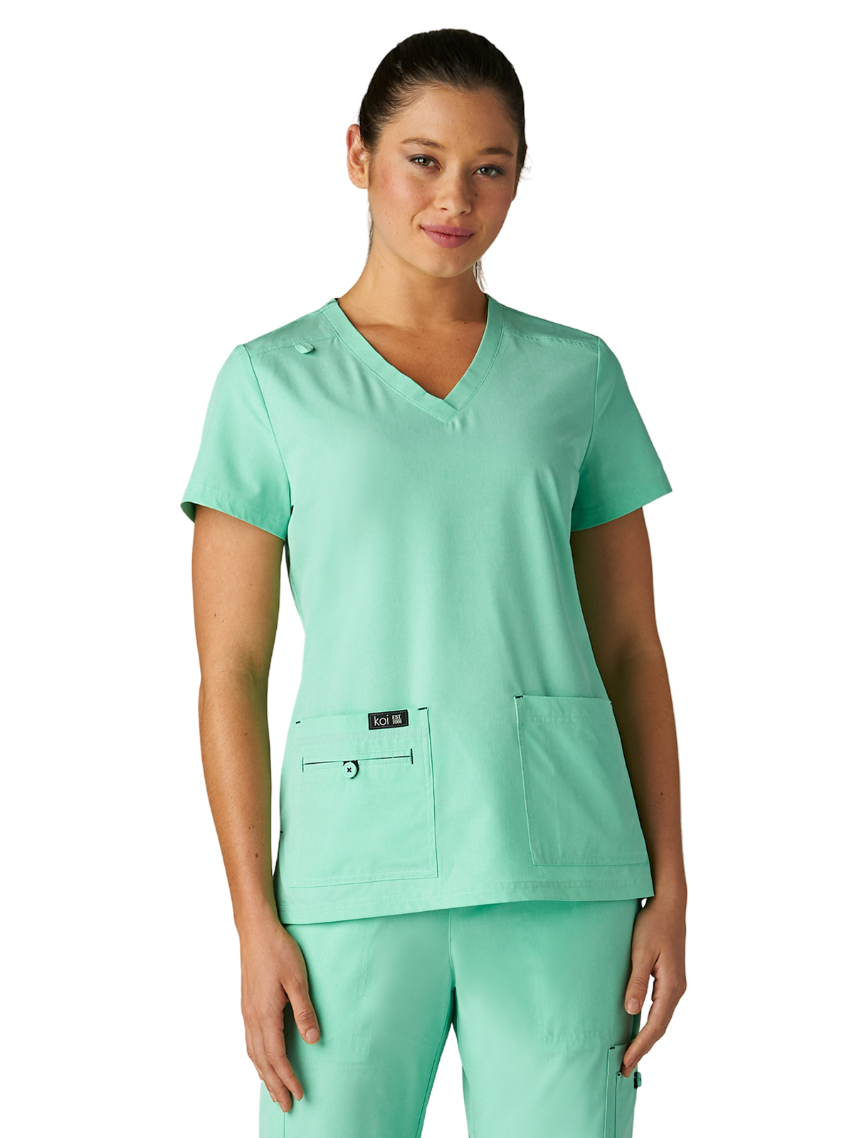 koi - Basics - Women's Four-Pocket Stretch V-Neck Becca Top 30
