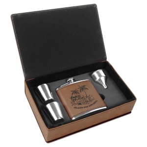 6 Oz. Laserable Leatherette Flask Gift Set 5