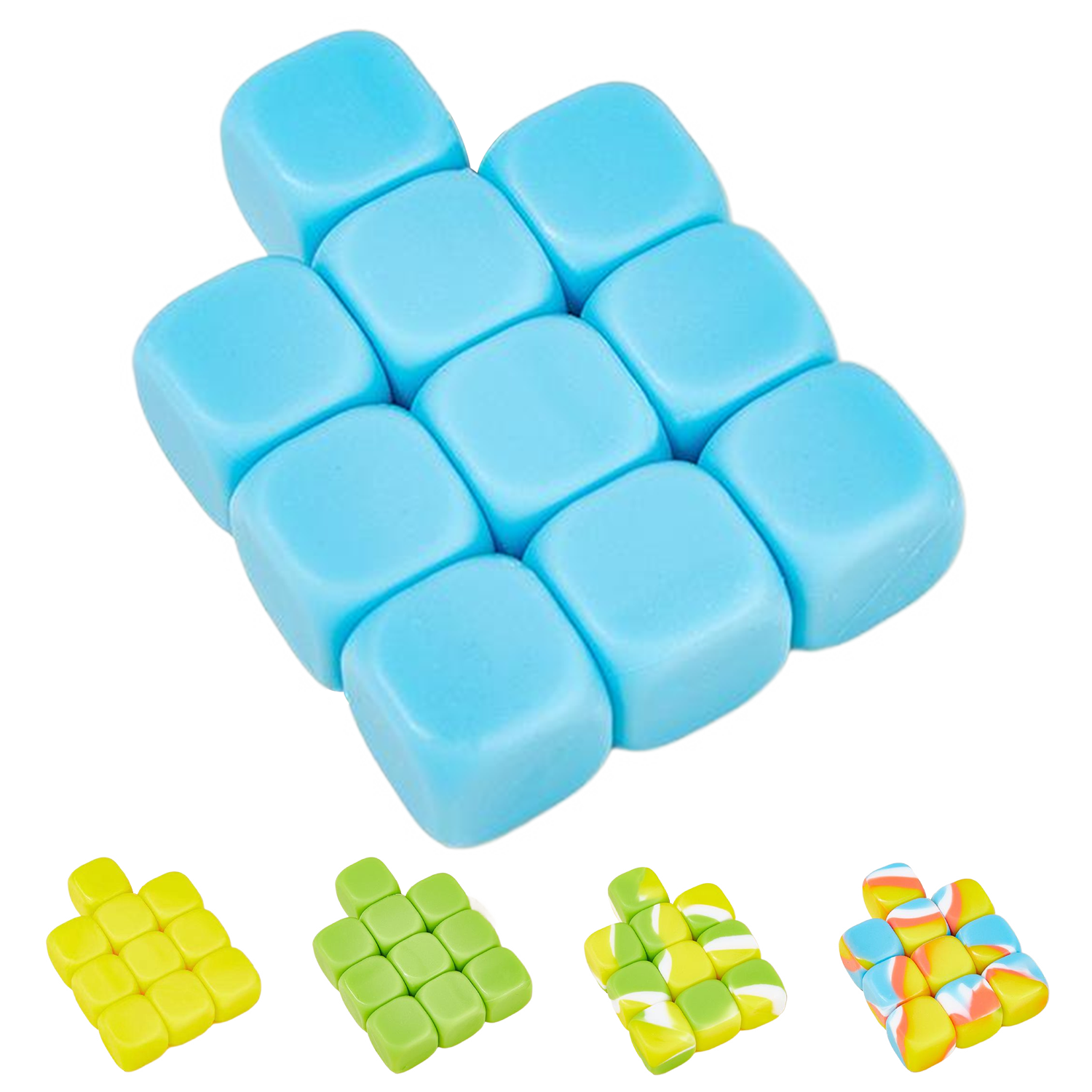 10 Pcs Silicone Stone Catching Dice Game w/ Pouch 13