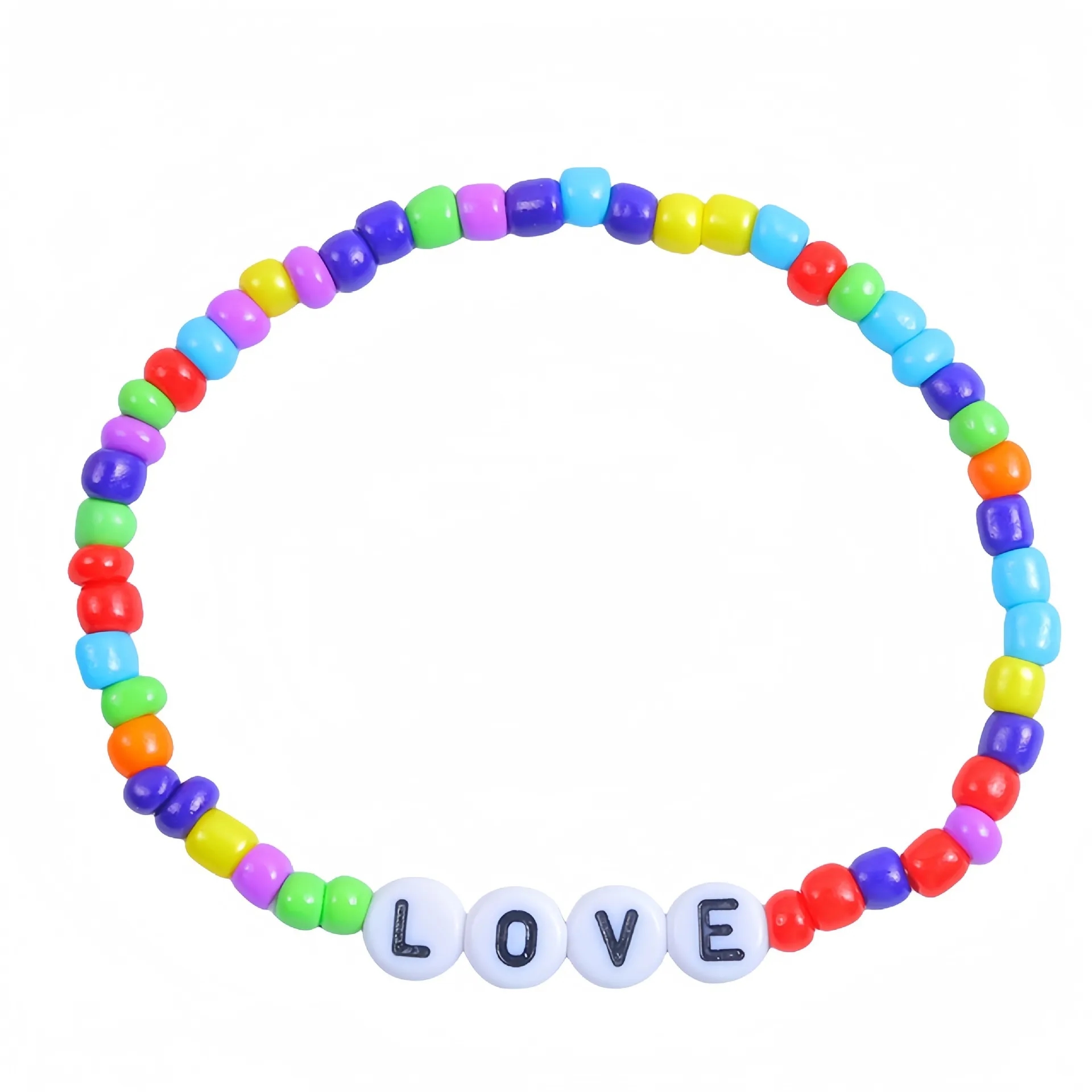 Friendship Bracelet with Plastic Beads and Letter Design 13