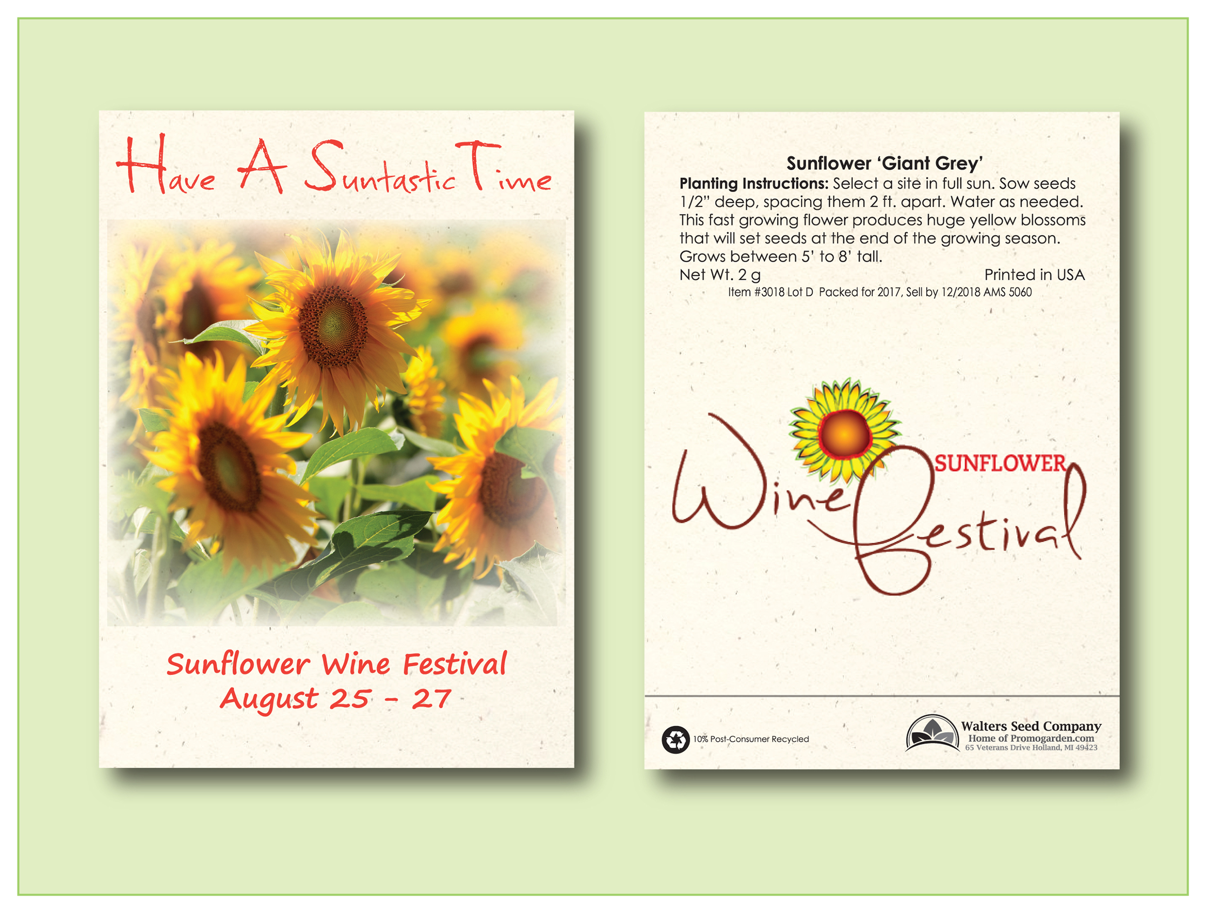 Sunflower Giant Grey Stripe - Seed Packet - Size 3.25" x 4.5" 1