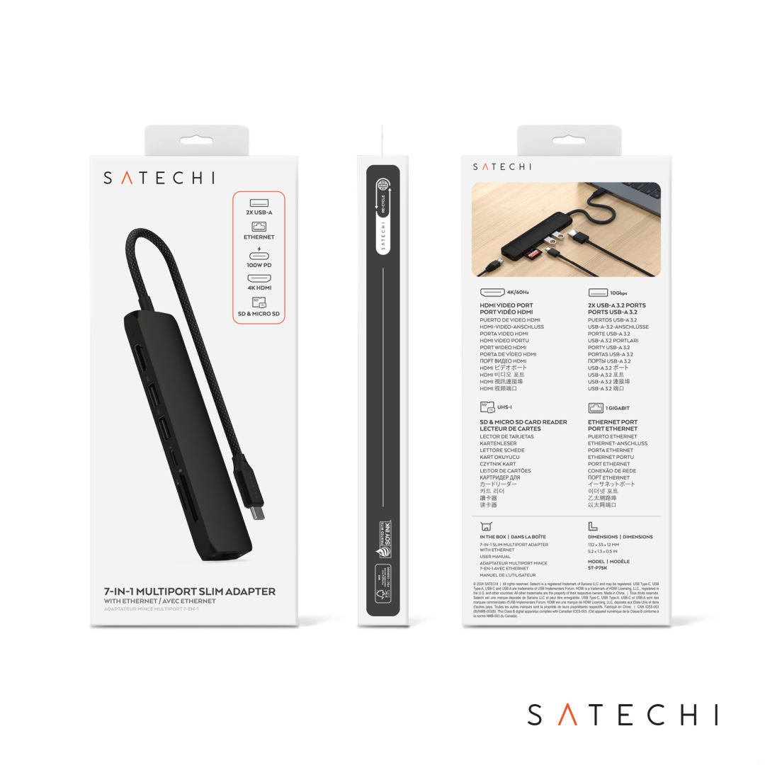 SATECHI® 7-in-1 USB-C Slim Multiport Adapter w/Ethernet 1