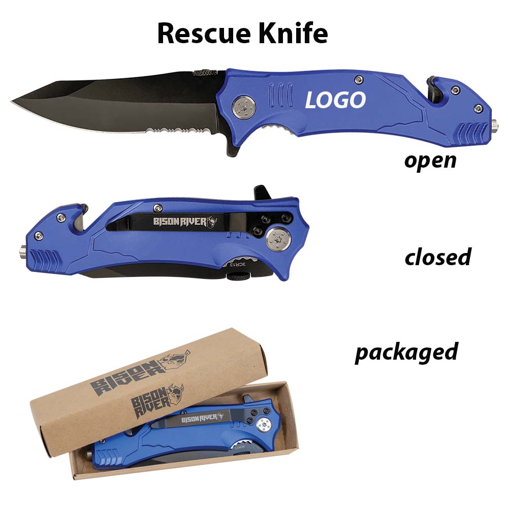 Blue Anodized Aluminum Rescue Knife 2