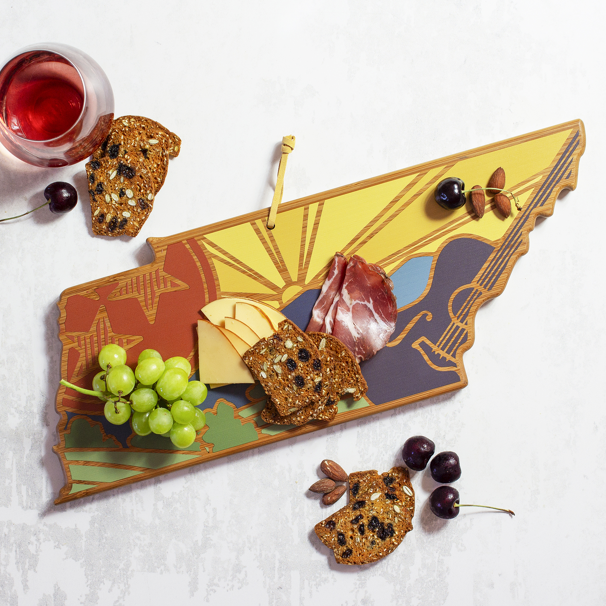 Tennessee State Shaped Serving and Cutting Board with Artwork by Summer Stokes 2