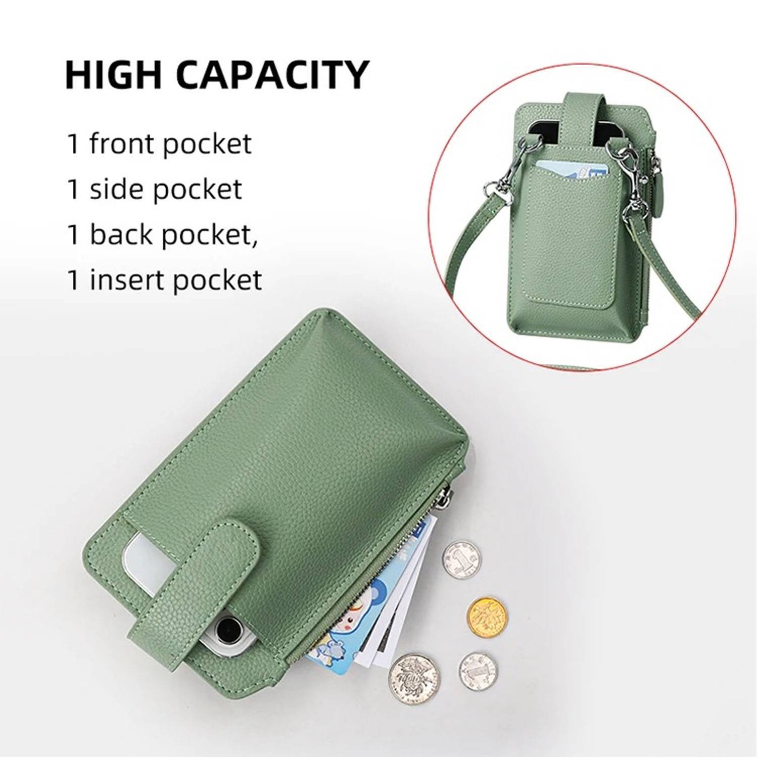 Genuine Leather Diagonal Cell Phone Bag 5
