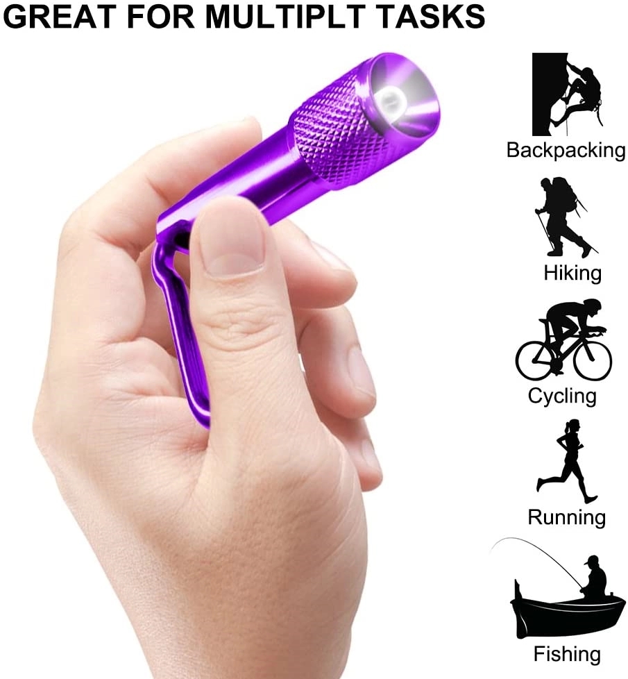 Mini Aluminum Flashlight With Carabiner 2
