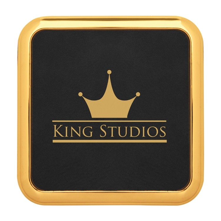 3 5/8" Leatherette Coaster with Gold Trim (Single Coaster) 2
