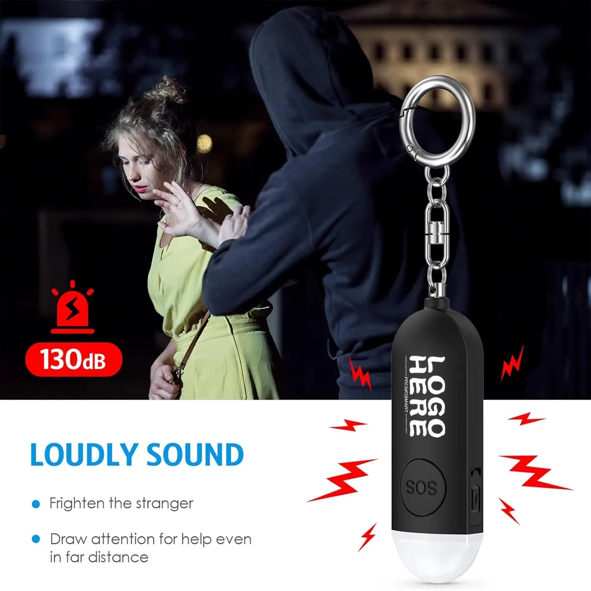 130dB Loud Personal Alarm With LED Flashlight 4