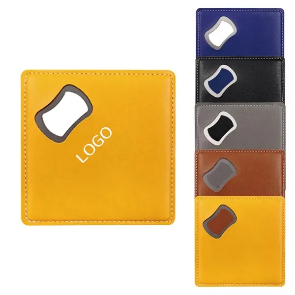 Leather Coaster Set with Bottle Opener 2